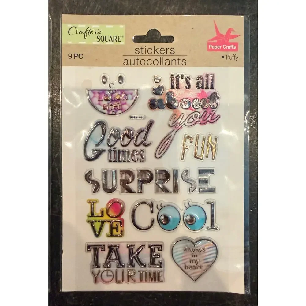 53pcs Crafter’s Square Puffy Paper Craft Stickers Autocollants, Scrapbooking